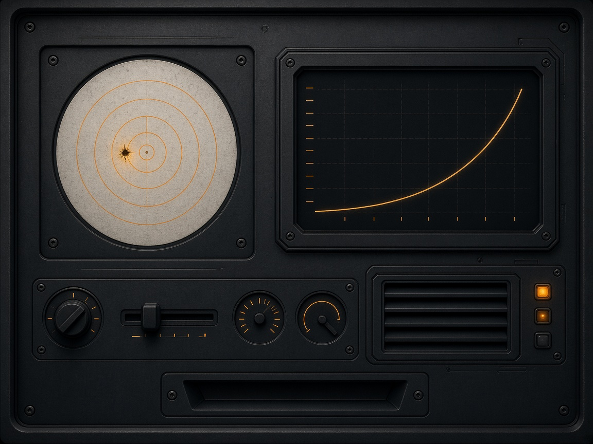 A paper target and a trajectory curve.